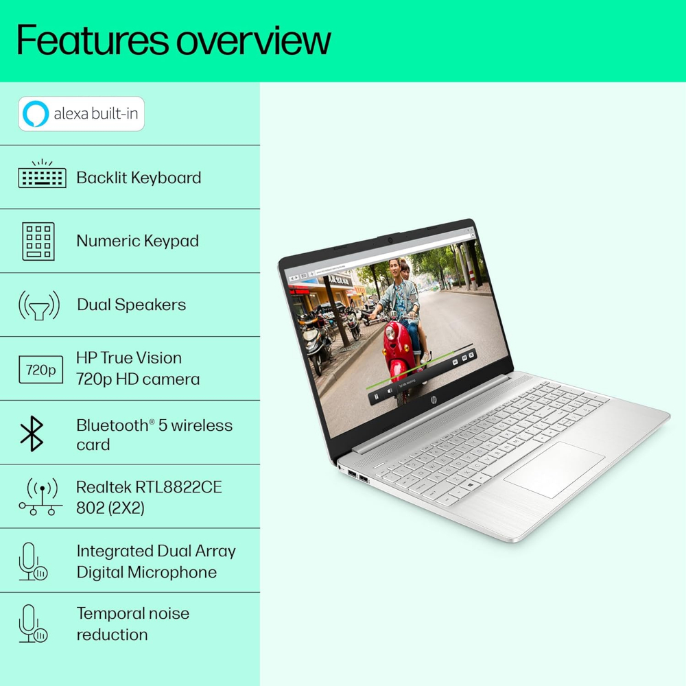 Hp 15s  Intel core i5 12th generation  8gb ram 512gb ssd /FHD/15.6" (39.6 cm)/Windows 11/MS Office/Backlit Keyboard/Silver