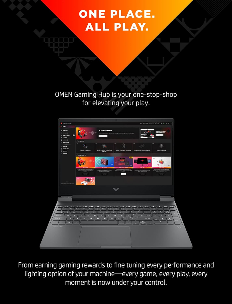 Hp Victus  Gaming Laptop 13th Gen i7, 6GB GDDR6 NVIDIA GeForce RTX 3050 Graphics, 8GB RAM, 512GB SSD, 15.6" , Backlit Keyboard