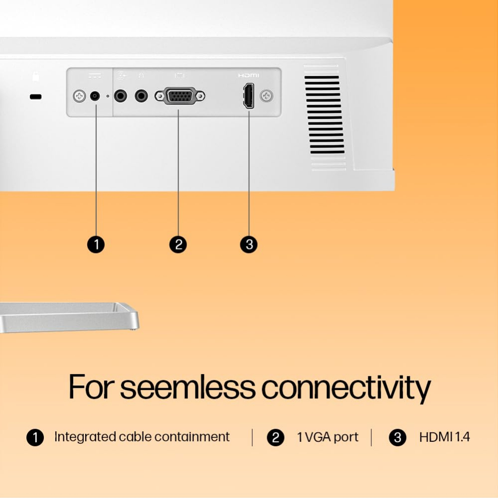 HP Series 5 23.8 inch FHD Monitor with Speakers - 524sa, 23.8inch(60.5cm),FHD(1920 x 1080),300 nits,Integrated Speakers, Eys Ease,Anti-Glare