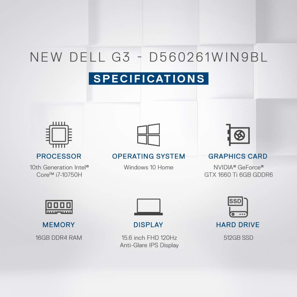 Dell G3 3500 Gaming Laptop | Core i7 10th Gen | 16GB RAM | 512GB SSD | GTX 1660 6GB Graphics