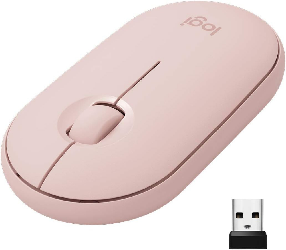 Logitech Pebble M350 Wireless Mouse with Bluetooth or USB, Pink