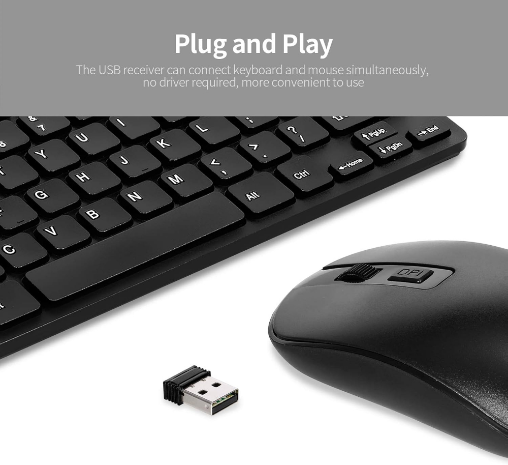 Premium  Mini Wireless Keyboard and Mouse - White/Black