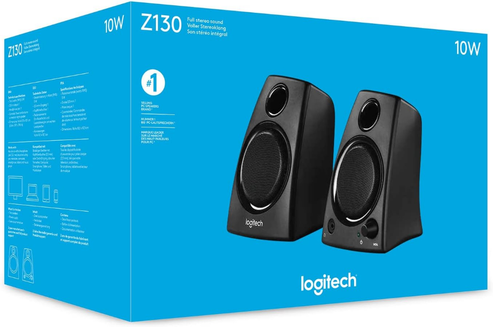 Logitech Z130 PC Speakers, Full Stereo Sound, Strong Bass,