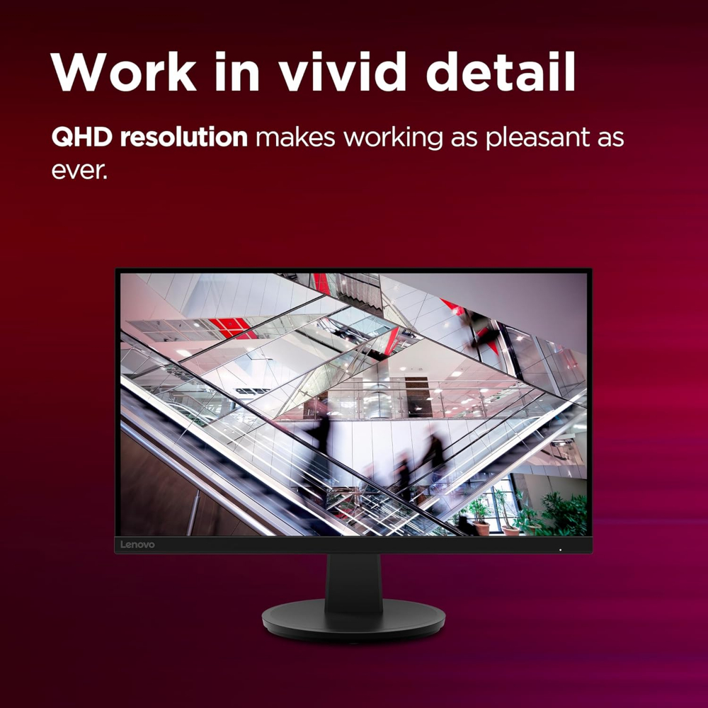 Lenovo N27q Monitor, 27" IPS Display, QHD Resolution, 100Hz, HDR10m Black