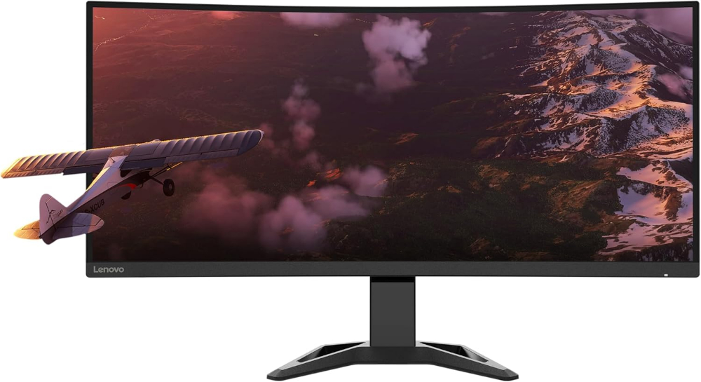 Lenovo G34w-30 Curved Wide Gaming Monitor - 34-inch, QHD, 165Hz, Anti-Glare Screen, Modular Camera Support, Eyesafe Display, AMD Freesync Premium, Raven Black