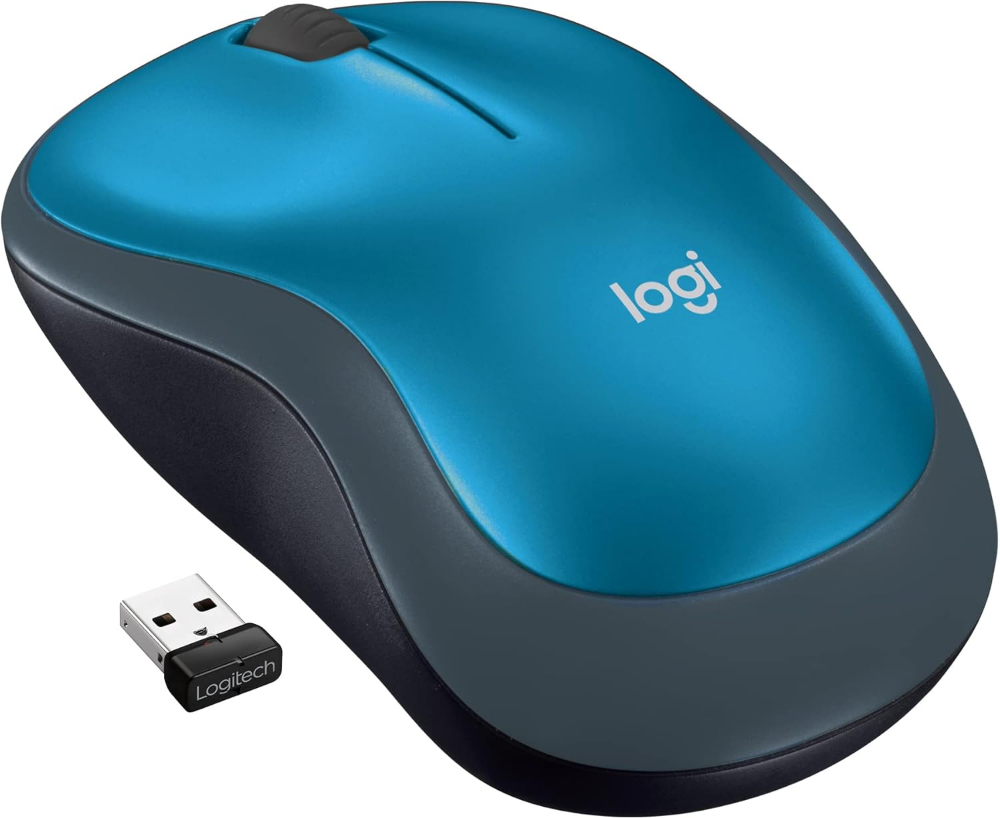 Logitech M185 Wireless Mouse – Blue / Red / Swift Grey