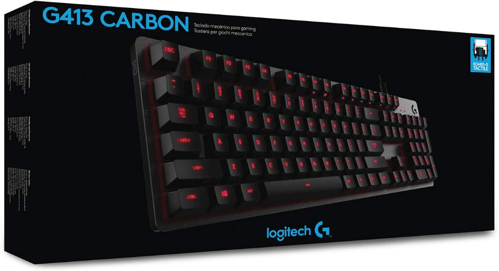 Logitech G413 Backlit Mechanical Gaming Keyboard with USB Passthrough – Carbon