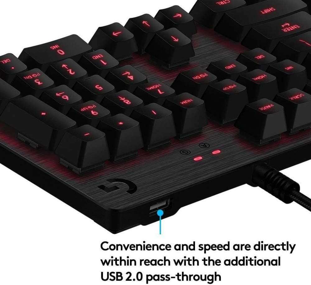 Logitech G413 Backlit Mechanical Gaming Keyboard with USB Passthrough – Carbon