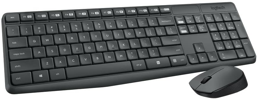 Logitech MK235 Wireless Keyboard and Mouse Combo , Long Battery Life