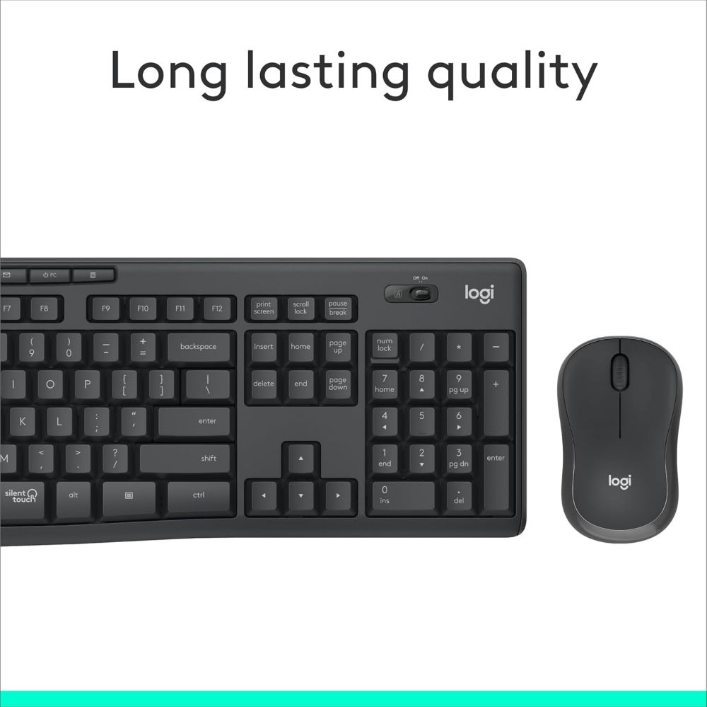 Logitech MK295 Wireless Mouse & Keyboard Combo with SilentTouch Technology, Full Numpad, Advanced Optical Tracking, Lag-Free Wireless, 90% Less Noise