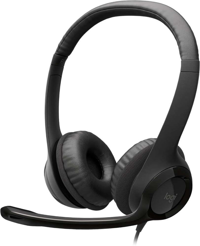 Logitech H390 Wired Headset for PC/Laptop, Stereo Headphones with Noise Cancelling Microphone, USB-A, in-Line Controls for Video Meetings, Music, Gaming and Beyond