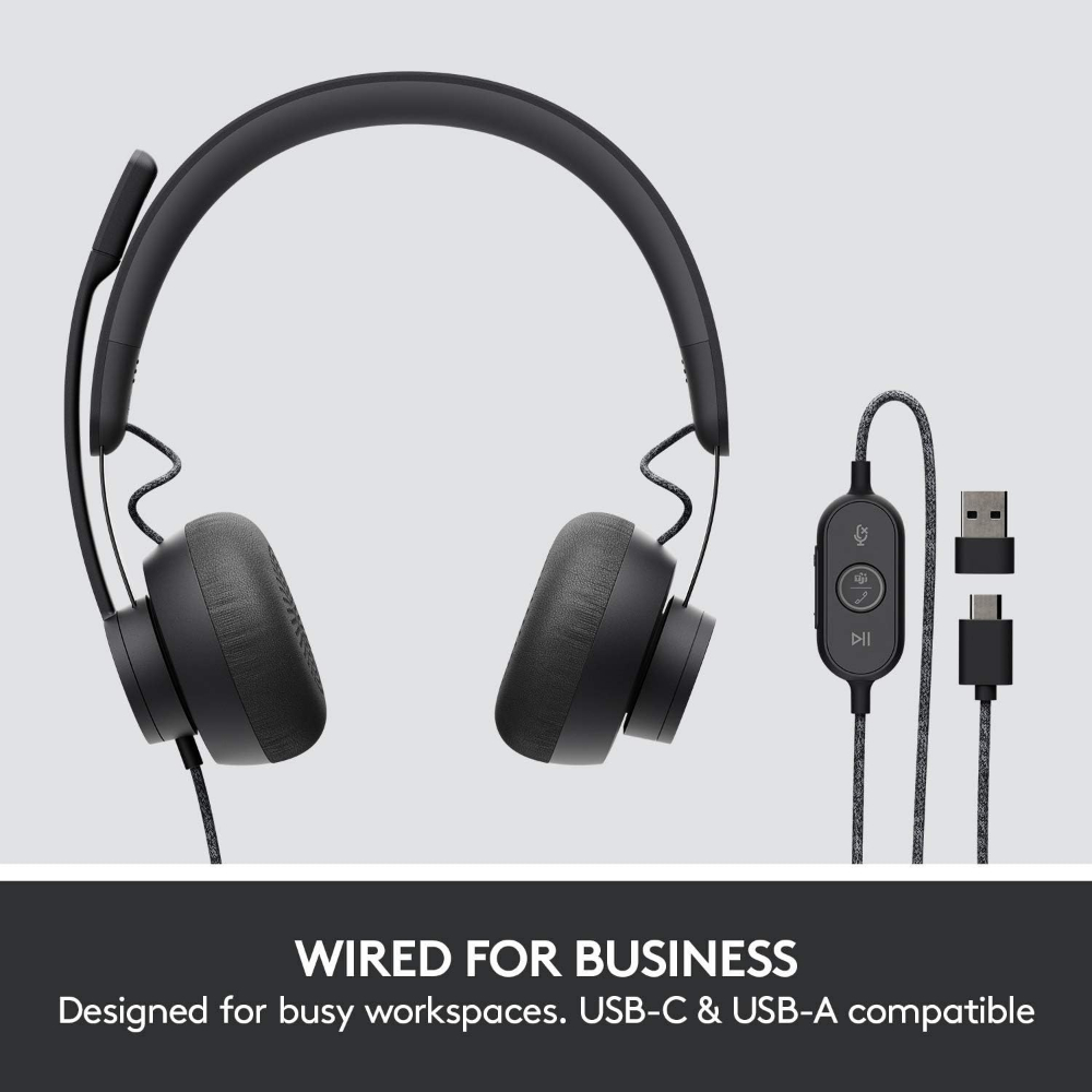 Logitech Zone Wired Headset with Noise-Cancelling Mic (Teams version) & (UC version)