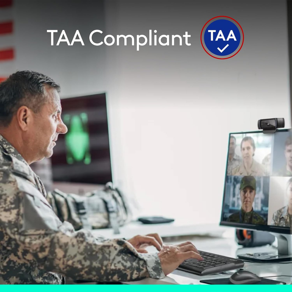 Logitech C920e HD 1080p Mic-Enabled Webcam, certified for Zoom, Microsoft Teams compatible, TAA Compliant