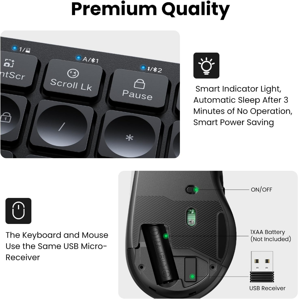 UGREEN Ergonomic and Wireless Keyboard and Mouse Combo