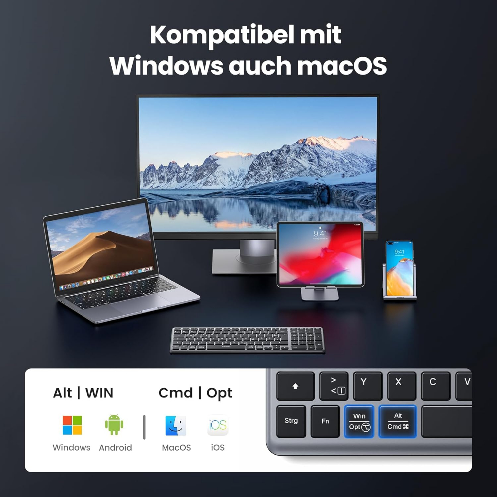 UGREEN Ultra Slim Wireless & Bluetooth Rechargeable Keyboard