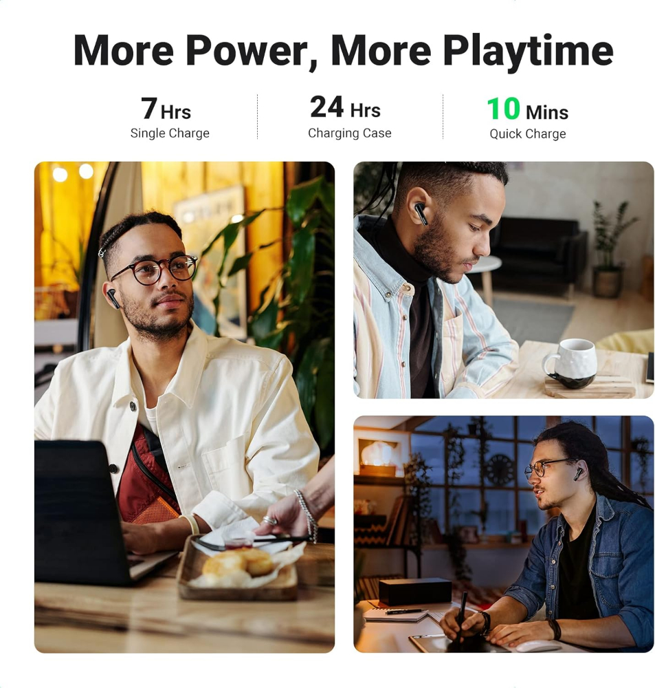 UGREEN HiTune T3 Active Noise Cancelling Wireless Earbuds Bluetooth 5.2, AI-Enhanced Clear Calls Bluetooth Earbuds with mic, Transparency Mode, 10mm Drivers with Bass Boost, HiFi Sound,Fast Pair