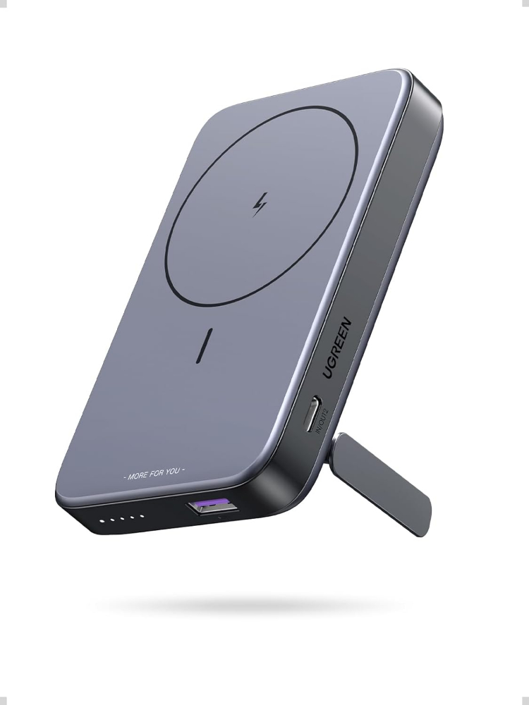 UGREEN 10,000mAh Magnetic Power Bank ,Wireless Portable Charger PD 20W Fast Charging with Foldable Stand Magsafe-Compatible for iPhone 16/15/15 Pro/15 Pro Max/14/13/12 Series -SPACE GREY