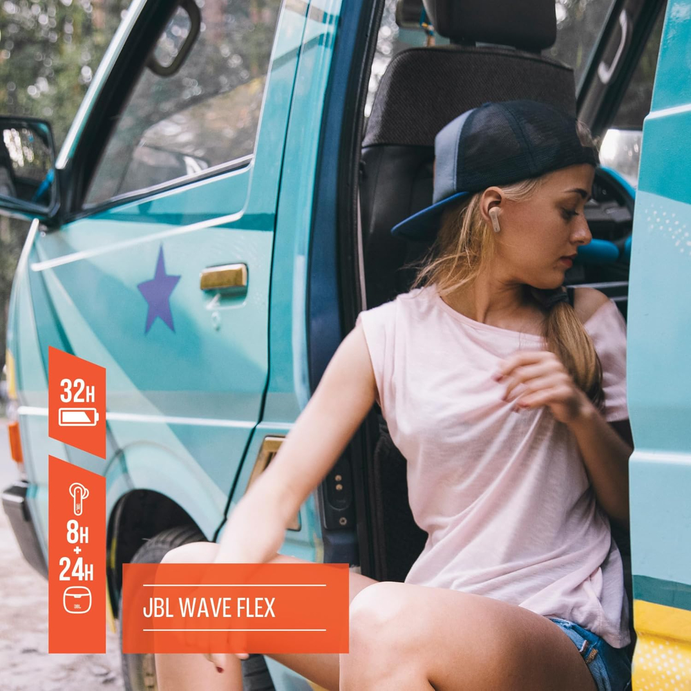 JBL Wave Flex In-Ear Wireless Earphones | 32H Battery, Waterproof, AmbientAware