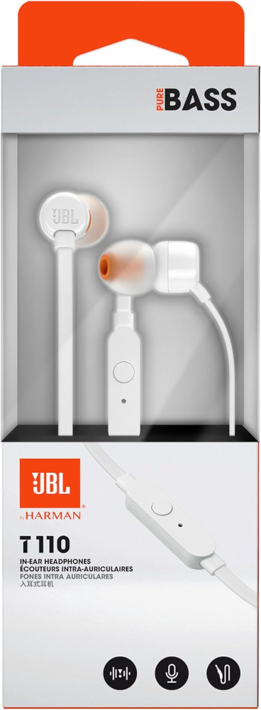 JBL Tune 110 Wired In-Ear Headphones with JBL Pure Bass Sound