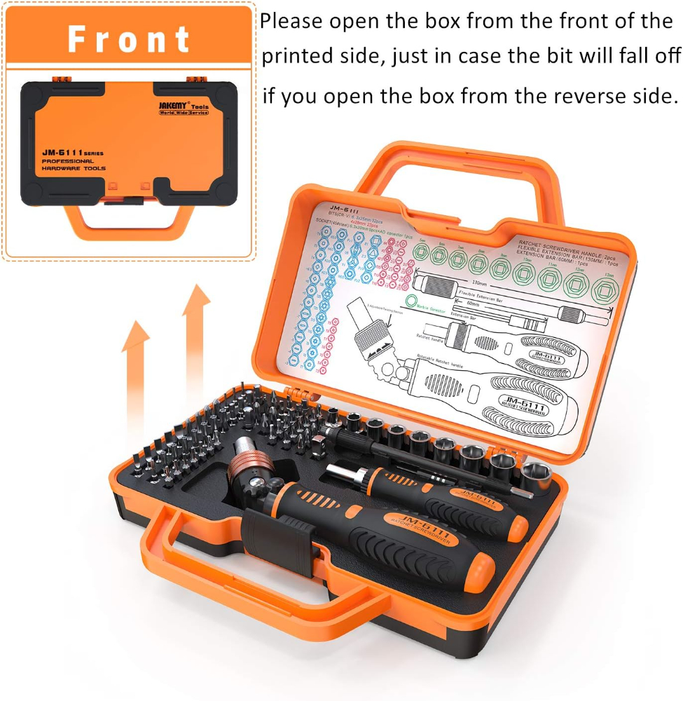 Jakemy Precision Ratchet Screwdriver Set, 69 in 1 Household Screwdriver Home Repair Tool Kit, Disassemble Magnetic Rotatable Ratchet Screwdriver Kit for Furniture/Car/Computer/Electronics Maintenance