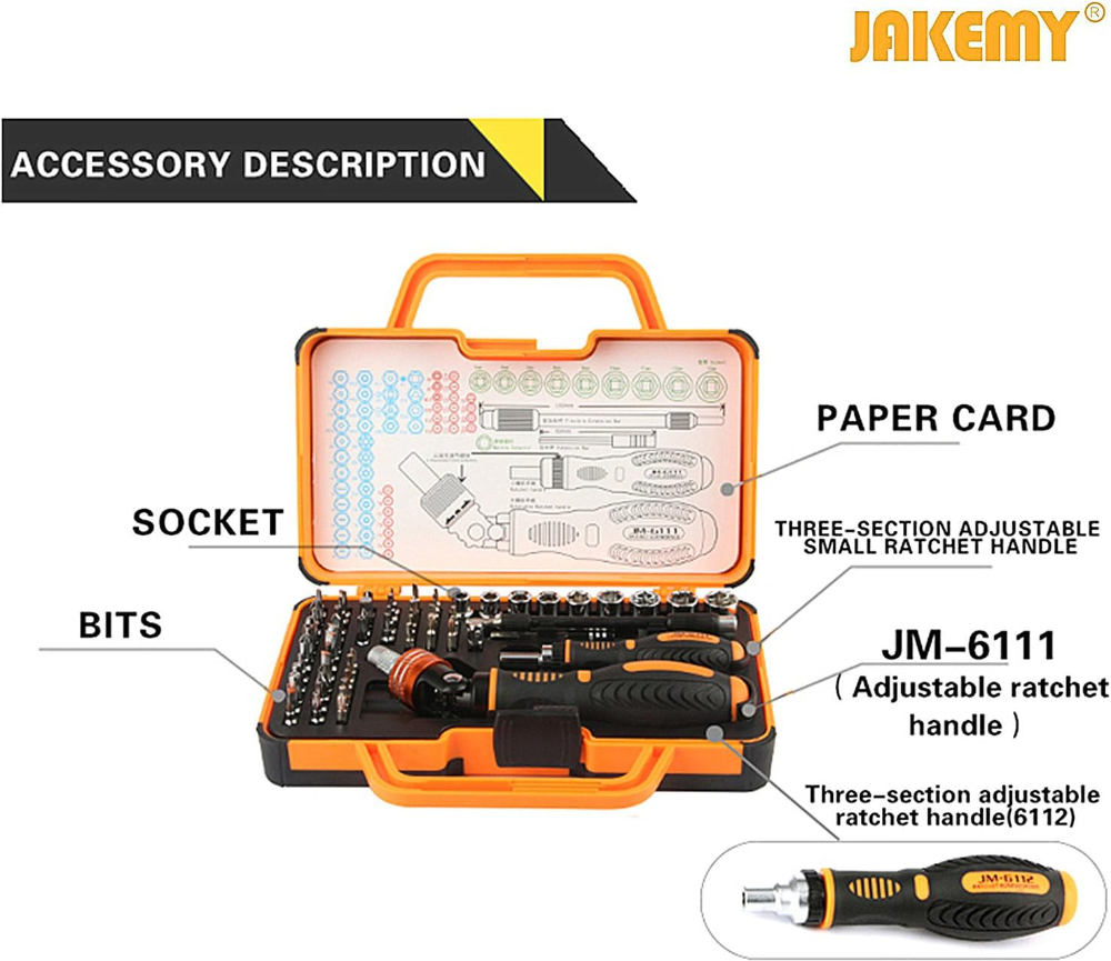 Jakemy Precision Ratchet Screwdriver Set, 69 in 1 Household Screwdriver Home Repair Tool Kit, Disassemble Magnetic Rotatable Ratchet Screwdriver Kit for Furniture/Car/Computer/Electronics Maintenance