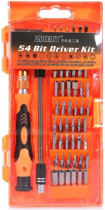 JAKEMY 58 IN 1 Professional hardware tool screwdriver set kit, Tool Set with 1 Non-slip Ergonomic Handle, 1 Extension Bar, 1 Flexible Extension Bar, 1 Connector and 54 CRV Material Bits