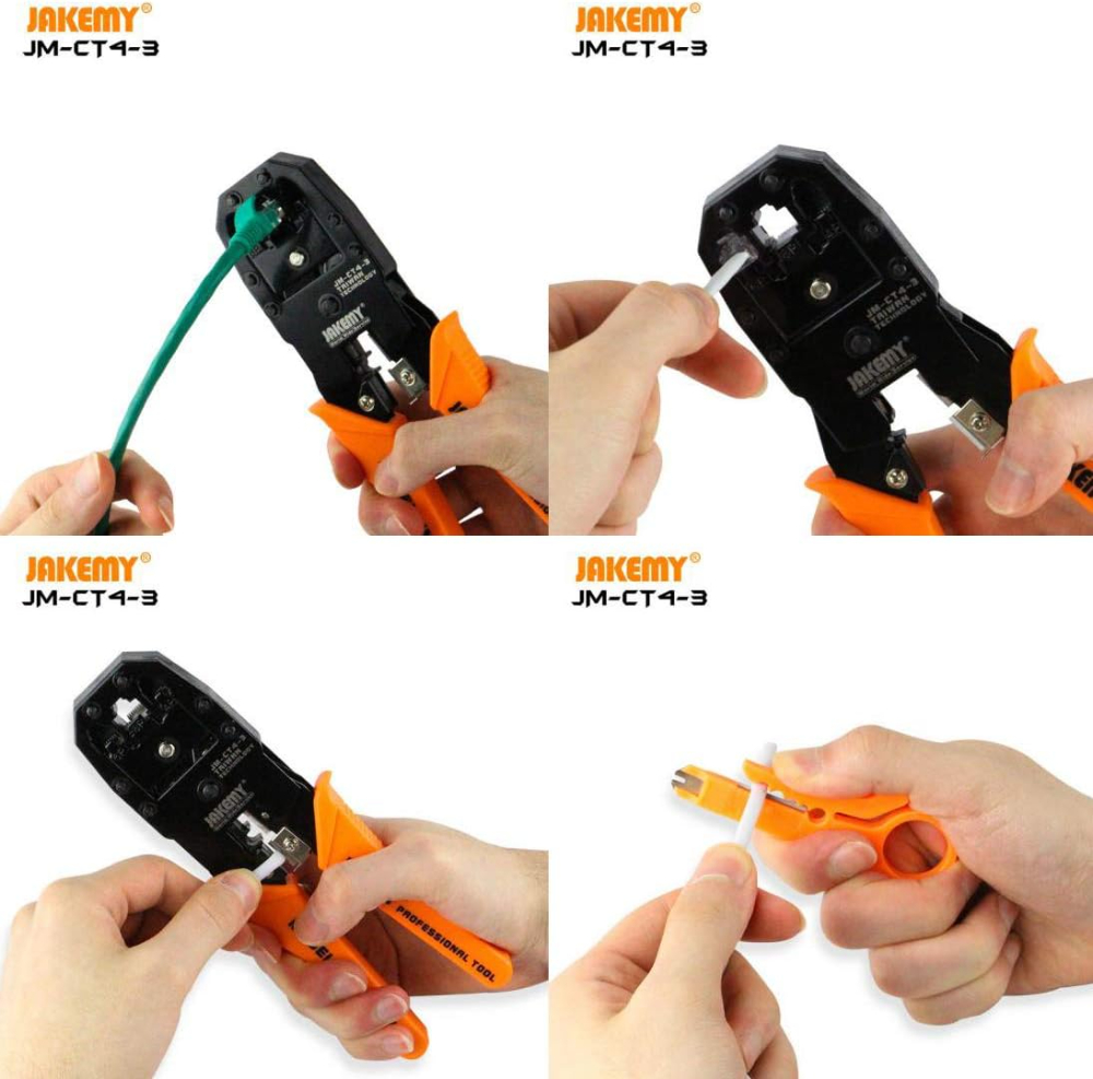 Jakemy JM-CT4-3 200mm Professional Network Phone 4P 6P 8P Ethernet Internet Cable Crimping Tool