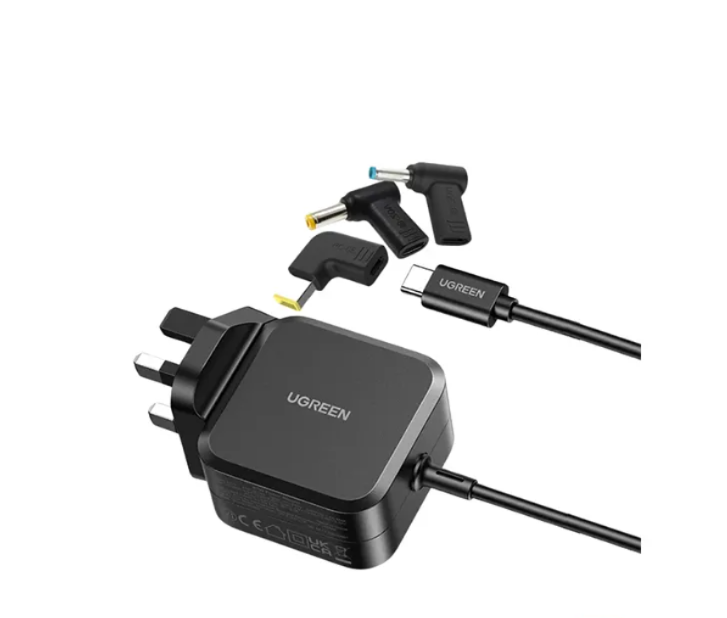 UGREEN USB-C 67W PD GaN Tech Power Adapter UK with Changeable 3xDC Laptop Power Adapters for Lenovo/HP/Acer Laptops