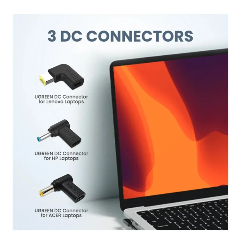 UGREEN USB-C 67W PD GaN Tech Power Adapter UK with Changeable 3xDC Laptop Power Adapters for Lenovo/HP/Acer Laptops