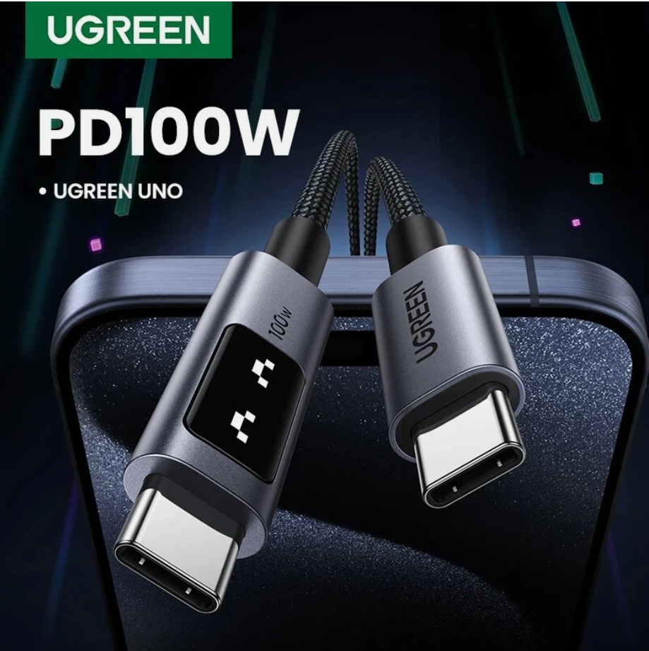 UGREEN Uno USB C to USB C Cable 100W Fast Charging Cable Type C Charging Cord with LED Display