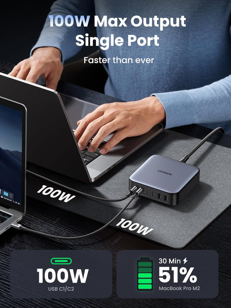 UGREEN Nexode 200W GaN USB C Charging Station, 6-Port Desktop Charger