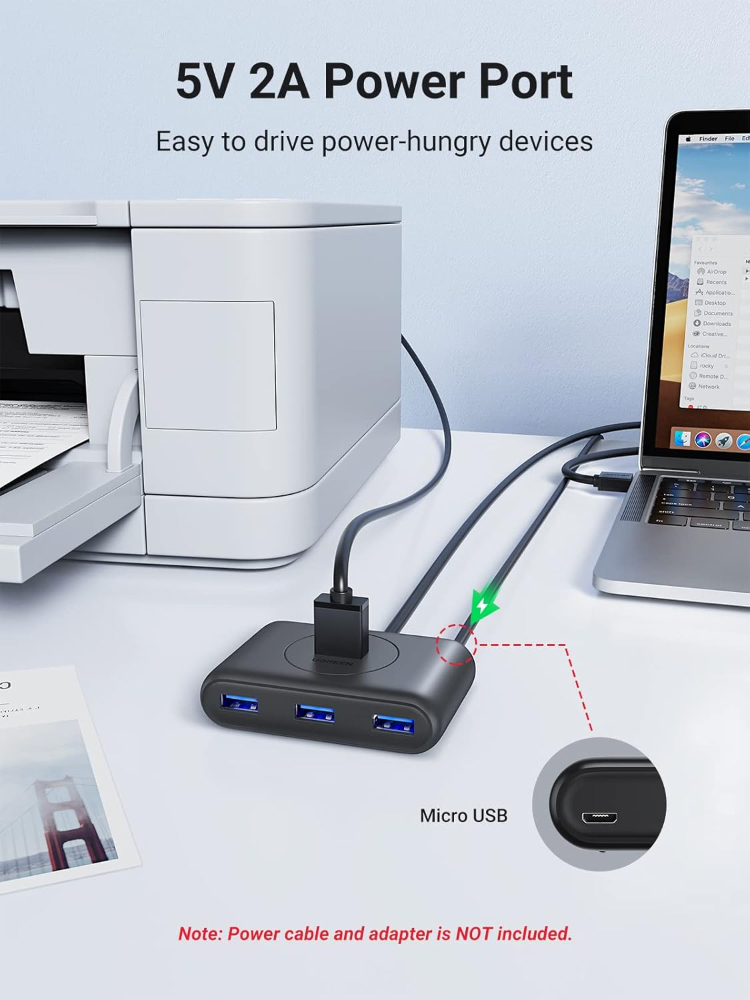 UGREEN 4-in-1 USB 3.0 Port Hub 5Gbps Data Transfer Adapter