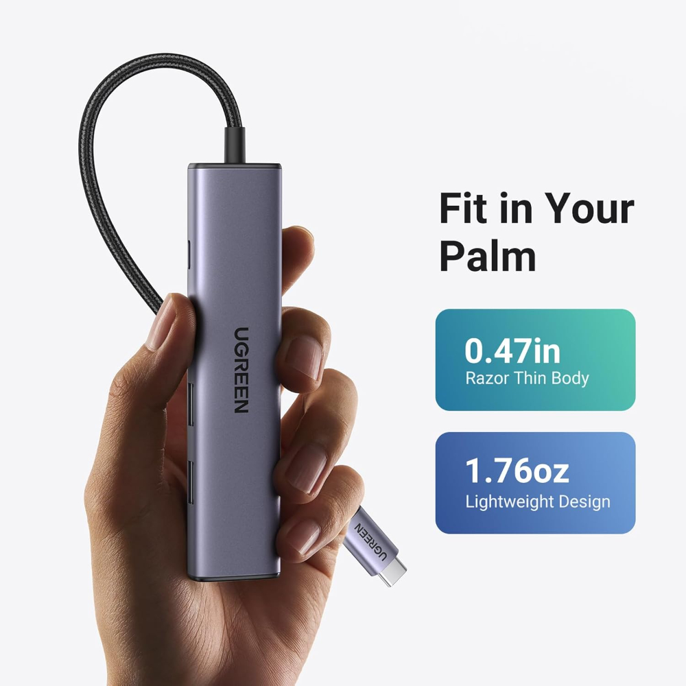 UGREEN USB C Hub, 5-in-1 USB Hub for Laptops, 4K HDMI to USB-C Adapter, 100W PD, 3 USB-A Data Ports