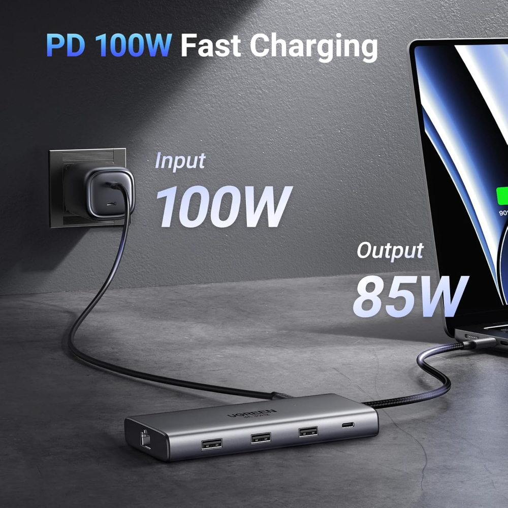 UGREEN Docking Station 10 in 1  USB C Dock Dual HDMI 4K@60Hz Single 8K@30Hz 100W PD 5Gbps USB C and USB A Data Ports Gigabit Ethernet, SD/TF Card Reader USB Hub