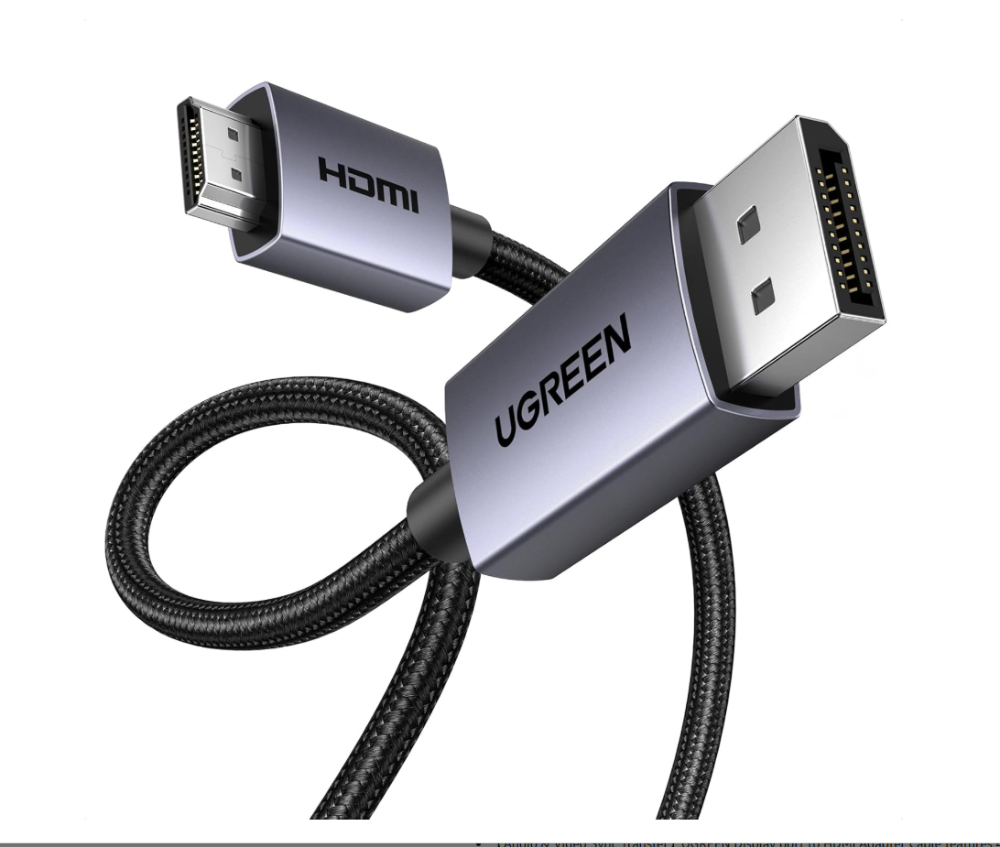 UGREEN 4K DP to HDMI Uni-Directional Cable 2M Braided Displayport to HDMI
