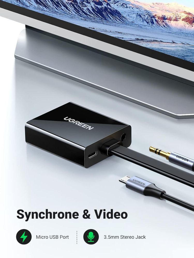 UGREEN Active HDMI to VGA Adapter with 3.5mm Audio Jack