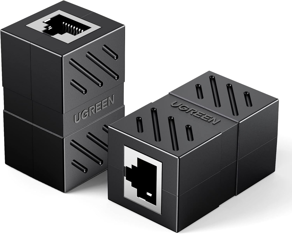 UGREEN RJ45 Network Keystone Jack Inline Coupler Female to Female (Black)
