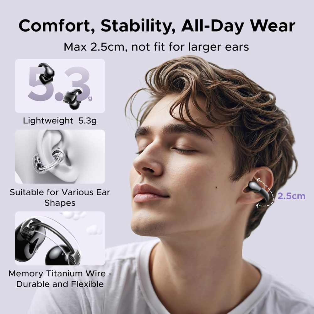 UGREEN HiTune S3 Open Ear Earbuds Bluetooth 5.4 Clip On Wireless Headphones