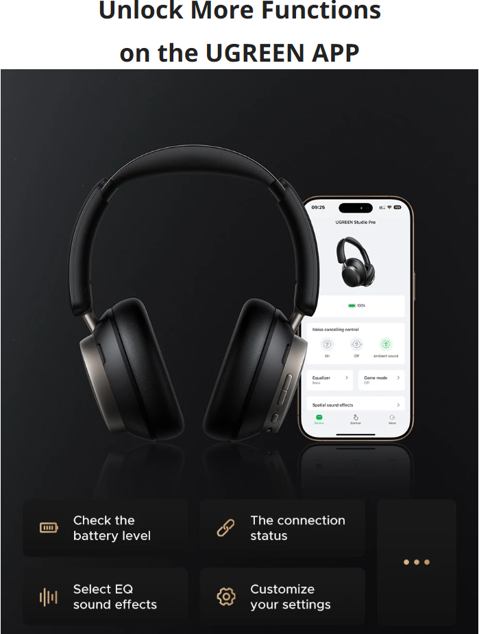 UGREEN Studio Pro Hybrid Active Noise Cancelling Headphones White