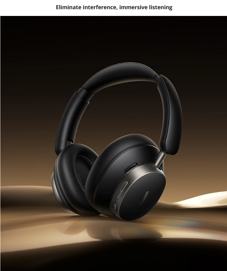 UGREEN Studio Pro Hybrid Active Noise Cancelling Headphones Black