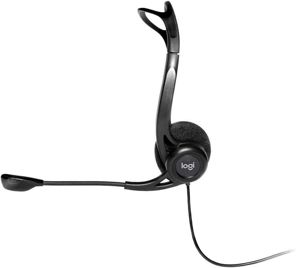 Logitech 960 Wired Headset, Stereo Headphones with Noise-Cancelling Microphone, USB, Lightweight, In-Line Controls, PC/Mac/Laptop - Black