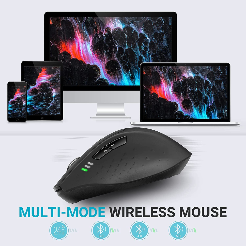 Rapoo MT550 Multi-Device Bluetooth Mouse, Connect to 4 Different Devices, 4 Adjustable DPI, Ergonomic Comfortable Use, 12 Month Long Battery Life, for Computer Laptop Tablets Phones, Black