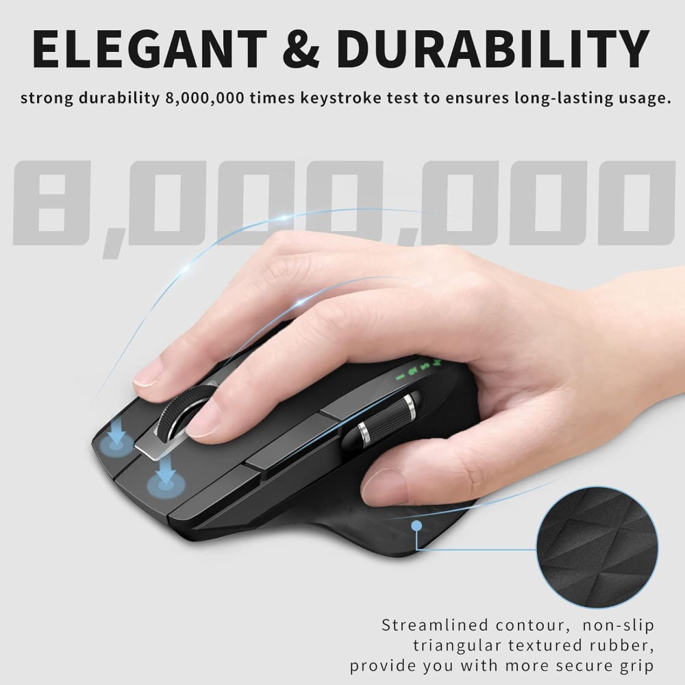 Rapoo MT750S Wireless Mouse with High-Precision Sensor, Easy-Switch Up to 4 Devices, Ergonomic Design, Rechargeable Bluetooth Mice with 4 Levels Adjustable DPI, Black (Black)