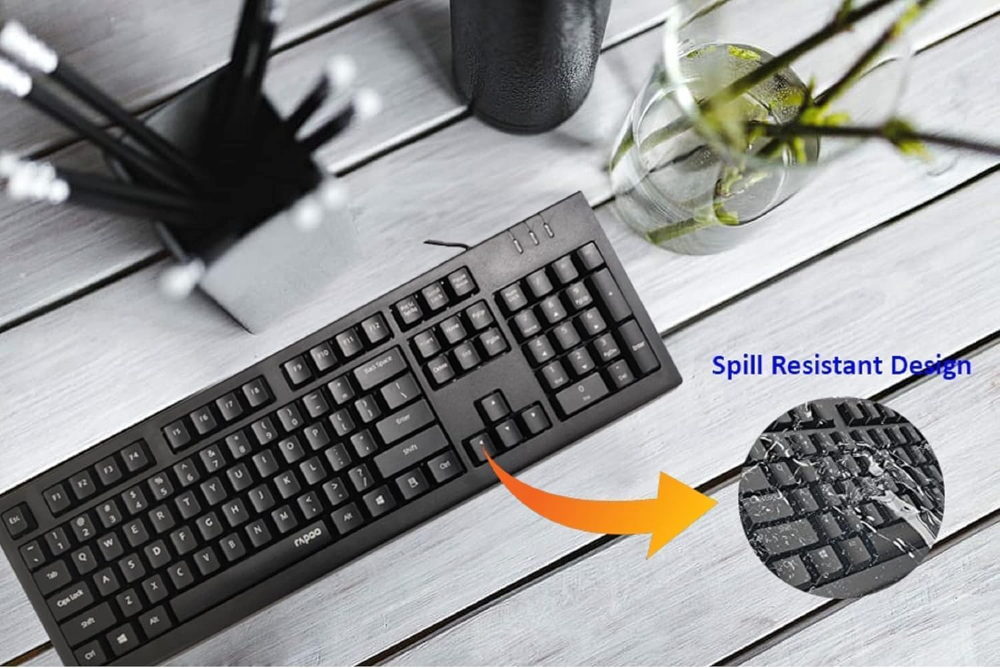 Rapoo Spill Resistance Wired USB Keyboard with Sealed anti-oxidation membrane