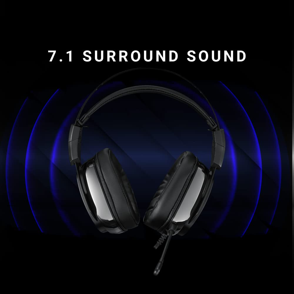 RAPOO VH710 Gaming Headset Virtual 7.1 Channel Customized Drive ENC Noise Reduction Microphone 50mm Unit RGB Light Wired Control - Black
