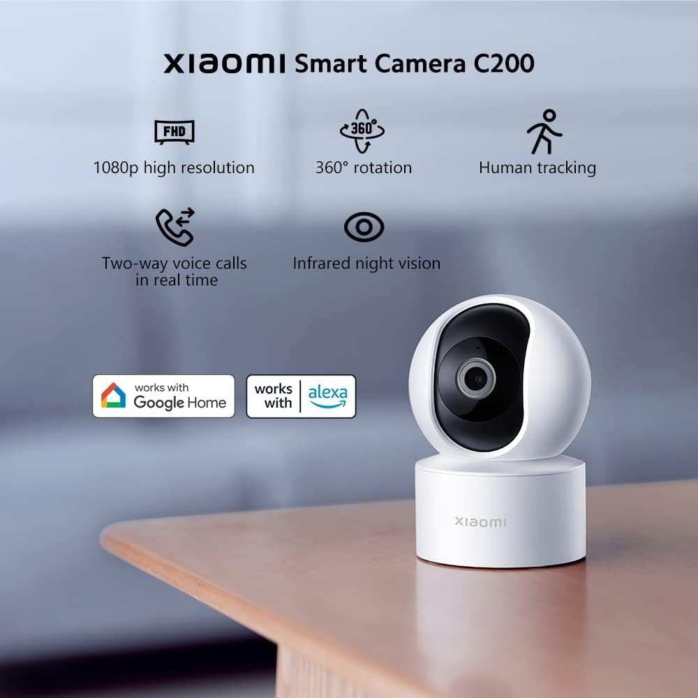 Xiaomi Mi Smart Camera C200 internal wifi camera 1080P, 360° intelligent human detection AI, tapertura F2.1, Two-way audio, Night vision, Google and Alexa