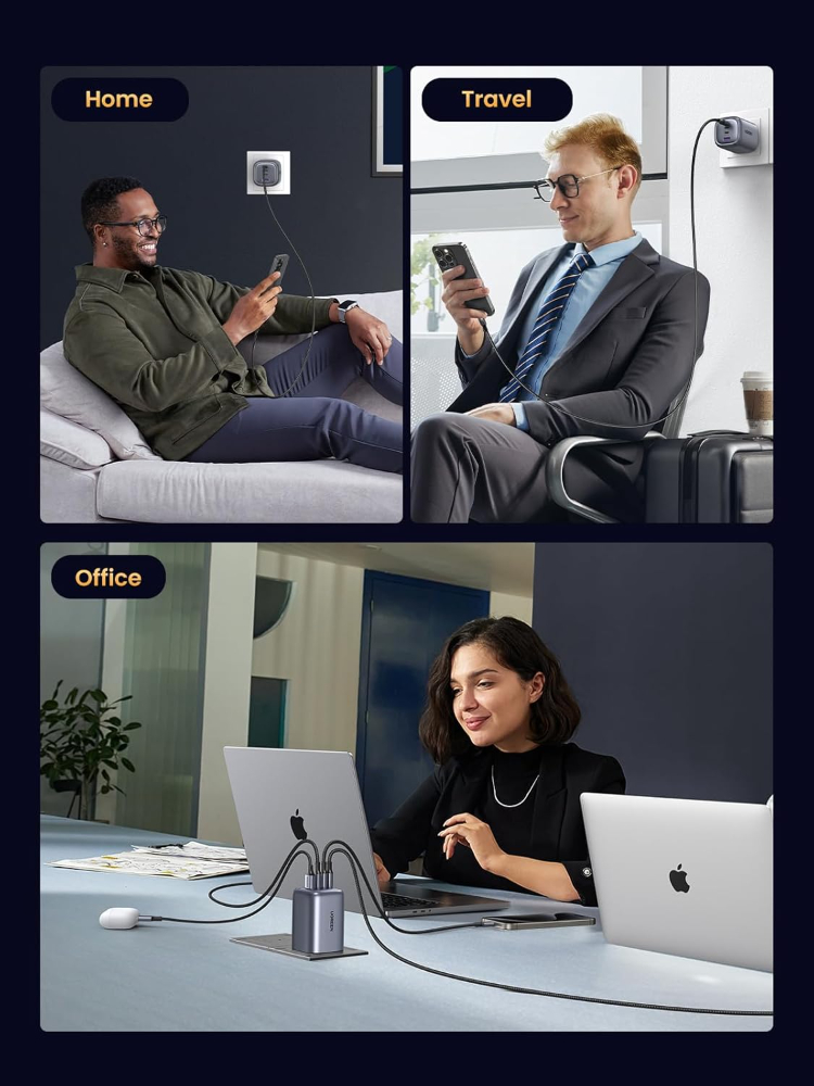 UGREEN USB C Charger 100W Fast Charger Plug Nexode 4-Port GaN Laptop Charger Compatible with MacBook Pro M3/Air, ThinkPad, Pixelbook, iPad Pro, iPhone 17 Pro/Air/17/16/15, Galaxy S24, etc