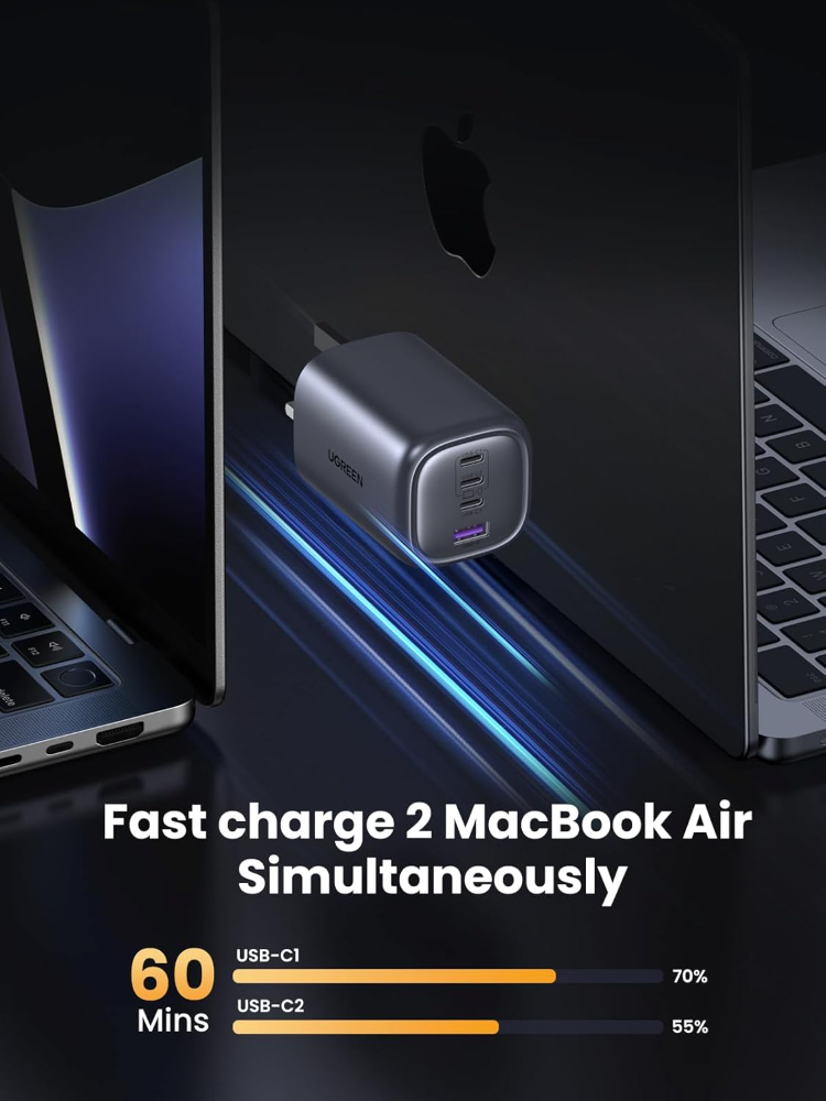 UGREEN USB C Charger 100W Fast Charger Plug Nexode 4-Port GaN Laptop Charger Compatible with MacBook Pro M3/Air, ThinkPad, Pixelbook, iPad Pro, iPhone 17 Pro/Air/17/16/15, Galaxy S24, etc