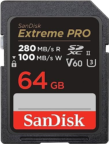 SanDisk Extreme PRO 64GB SDXC UHS-II Memory Card – Up to 280MB/s, 4K & 8K UHD, V60 SD Card for Pro DSLR & Mirrorless Cameras (SDSDXEP-064G-GN4IN)