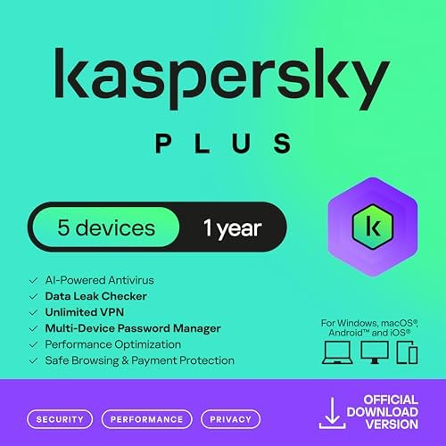 Kaspersky Plus 5 Devices – 1 Year | Advanced Security